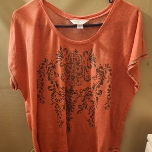 Christopher & Banks Rust Orange Short Sleeve Graphic Tee